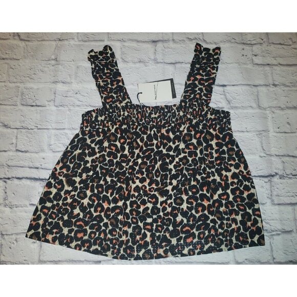 NEW Who What Wear Black Sketch Leopard Print Sleeveless Pullover Top Size Medium - Picture 1 of 6